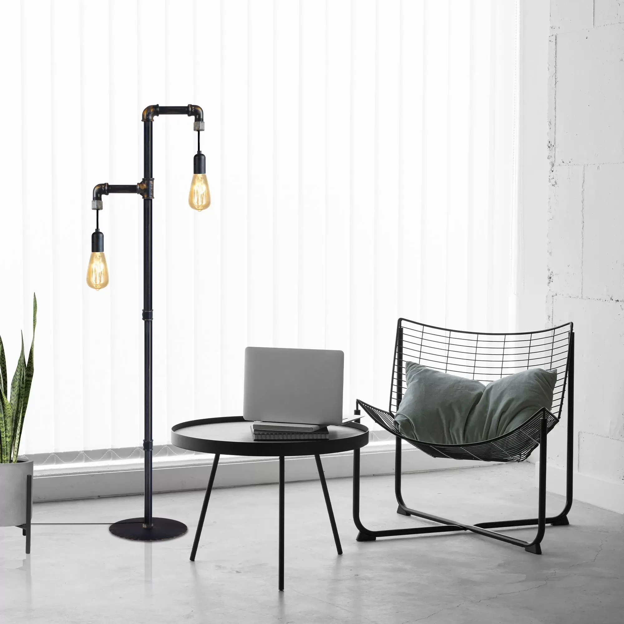 Illustration numéro 2 du produit Lampadaire  métal,Noir ,H 155xD 32x P 32cm