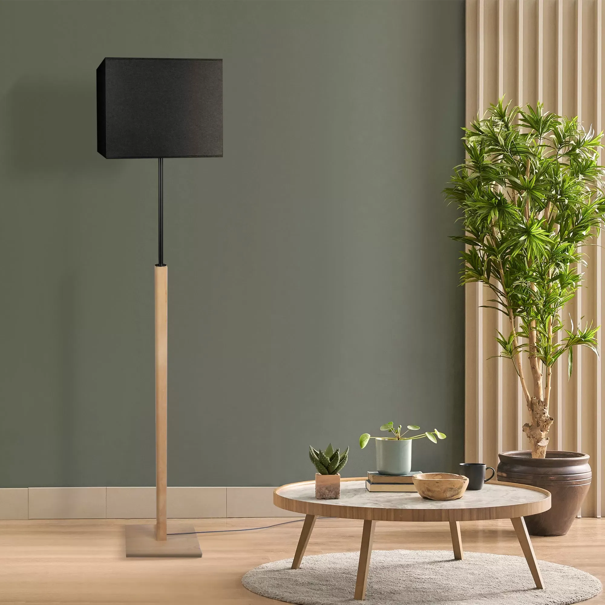 Illustration numéro 2 du produit Lampadaire  bois,naturel,H 156xD30x P 30cm
