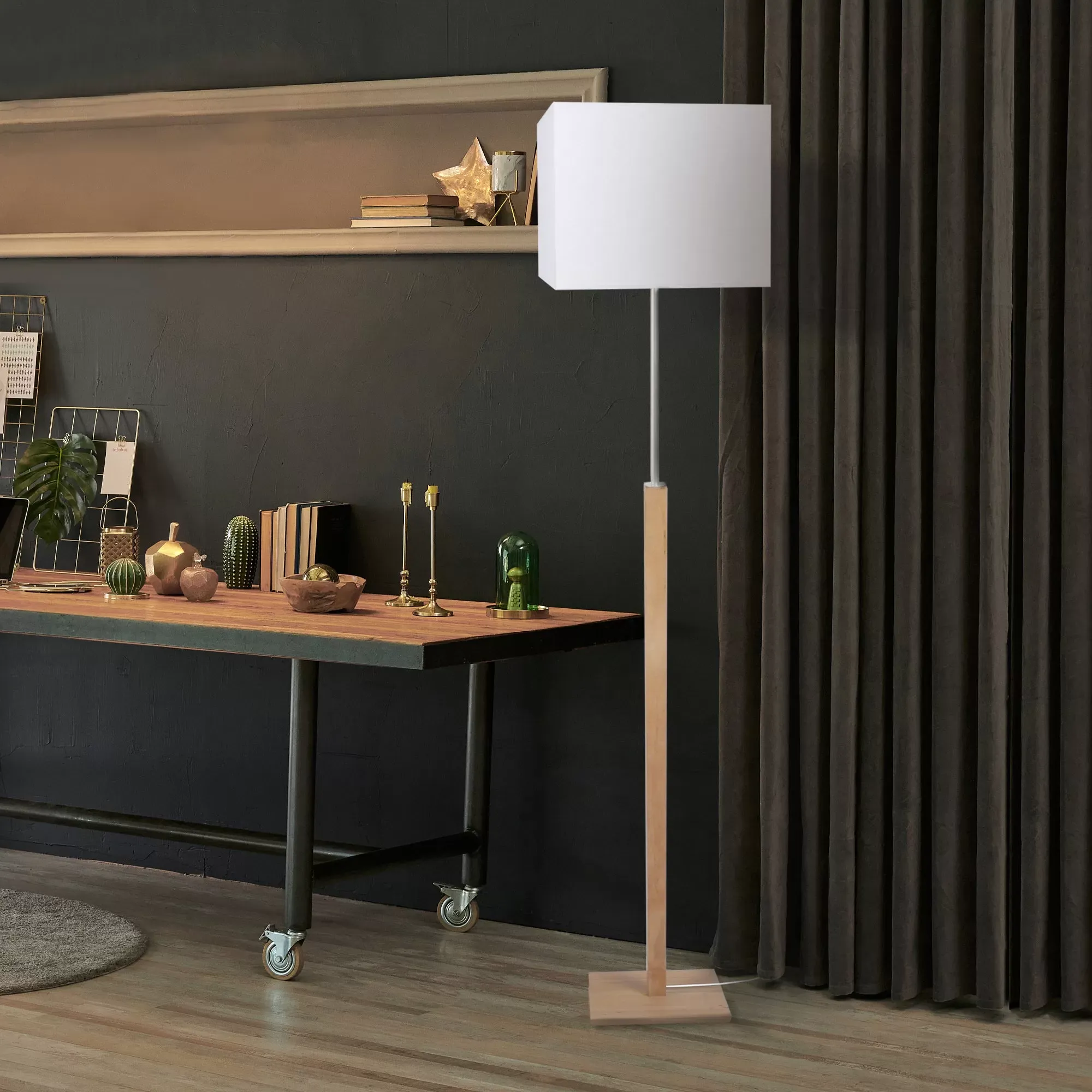 Illustration numéro 2 du produit Lampadaire  bois,naturel, H156xD30xP 30cm
