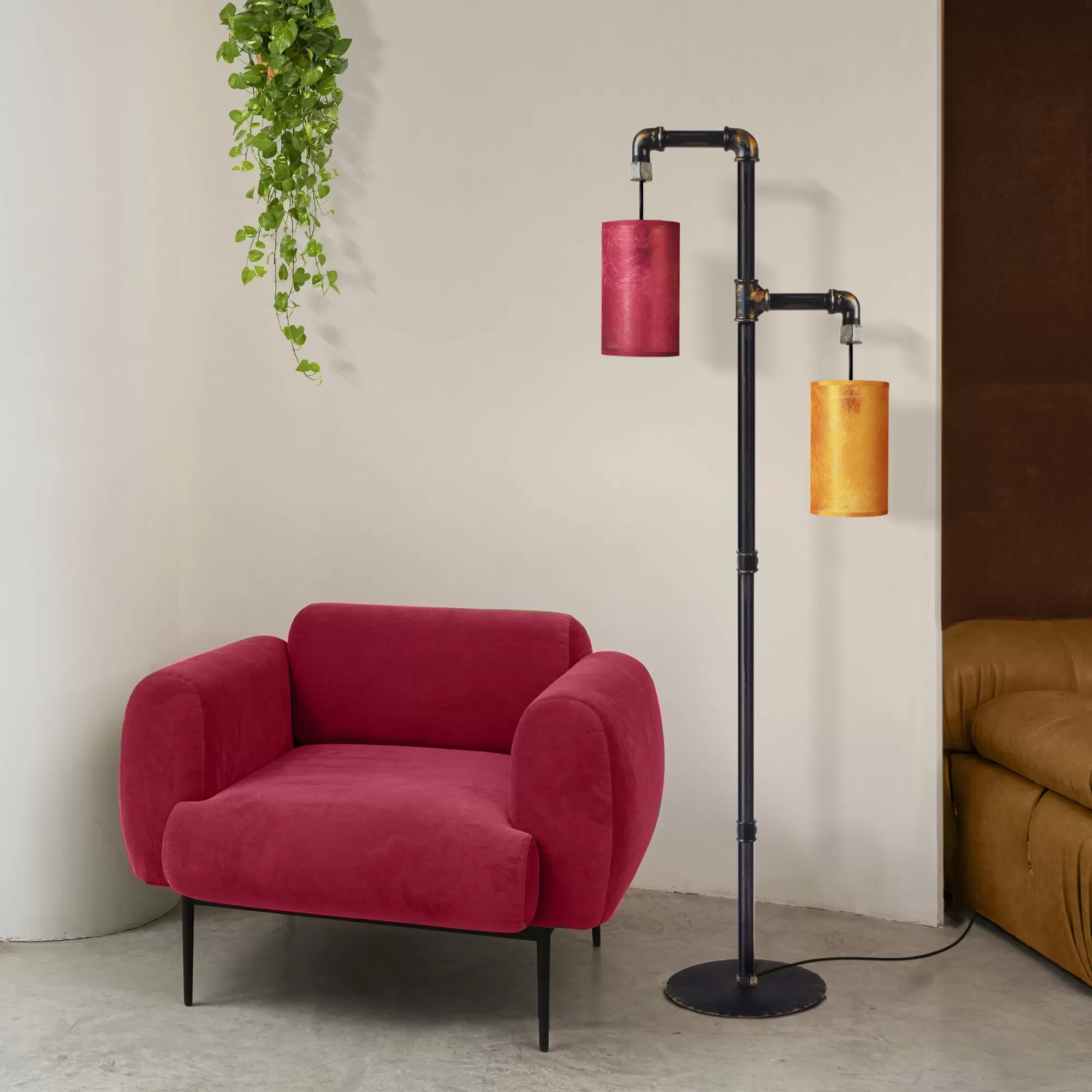 Illustration numéro 2 du produit Lampadaire  métal,Noir ,H155xD32xP32cm