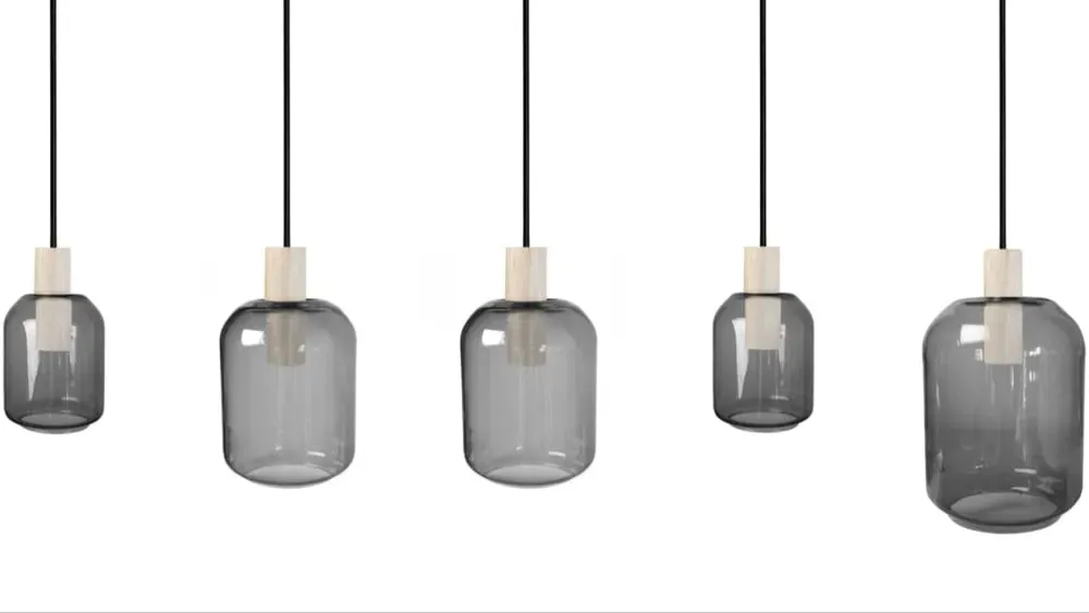 Illustration numéro 2 du produit Lustre  bois, Gris ,H100x D20xP60cm