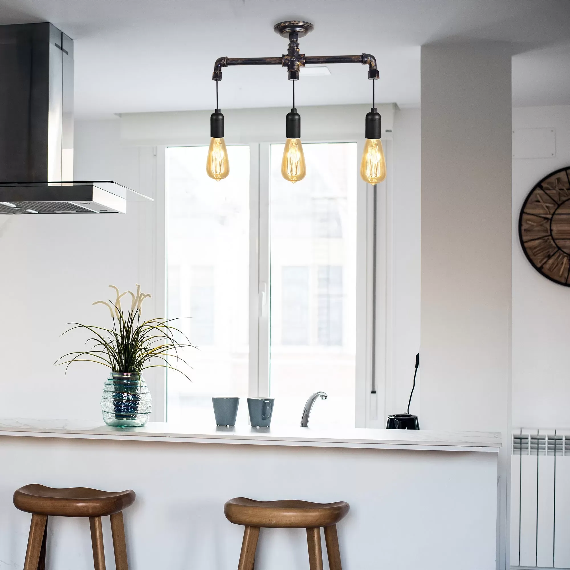 Illustration numéro 2 du produit Plafonnier  métal,Noir , H 14xD5x P 65cm