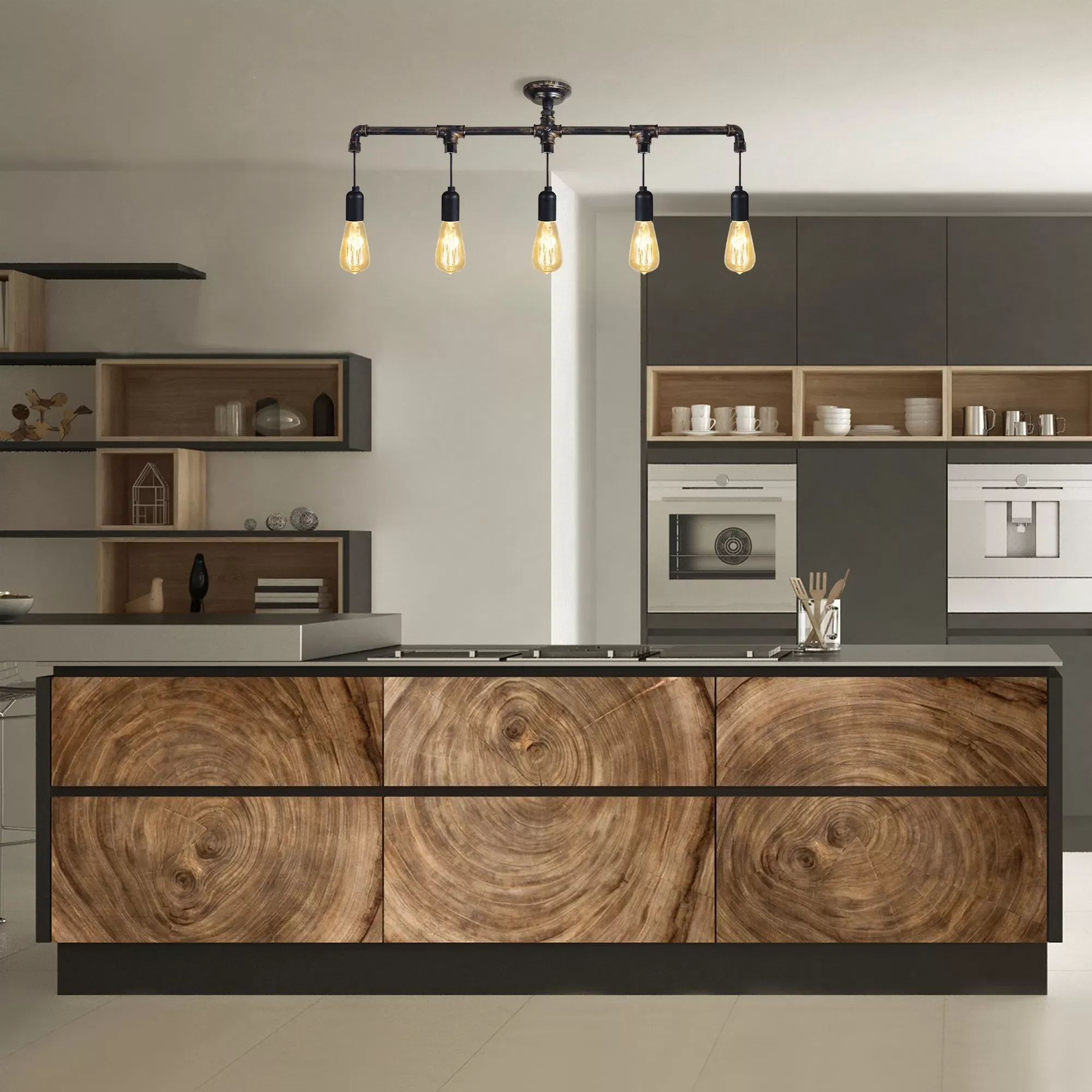 Illustration numéro 2 du produit Plafonnier  métal,Noir ,H 25xD5x P 65cm