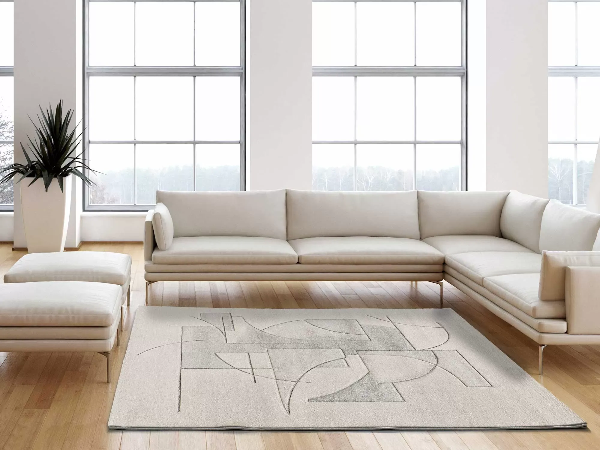 Illustration numéro 2 du produit Tapis géométrique crème 160x230 cm