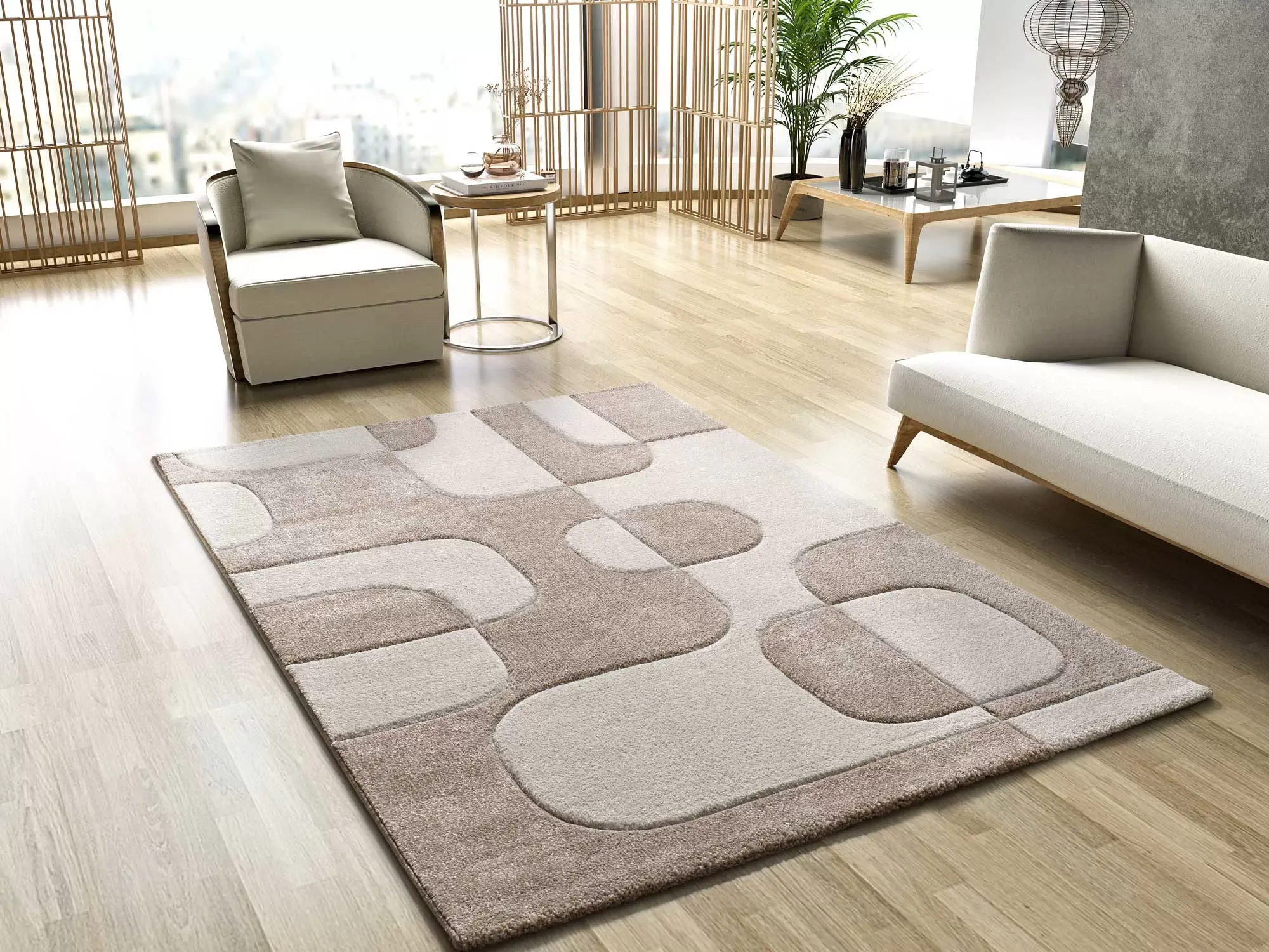 Illustration numéro 2 du produit Tapis formes organiques crème/beige 200x290 cm