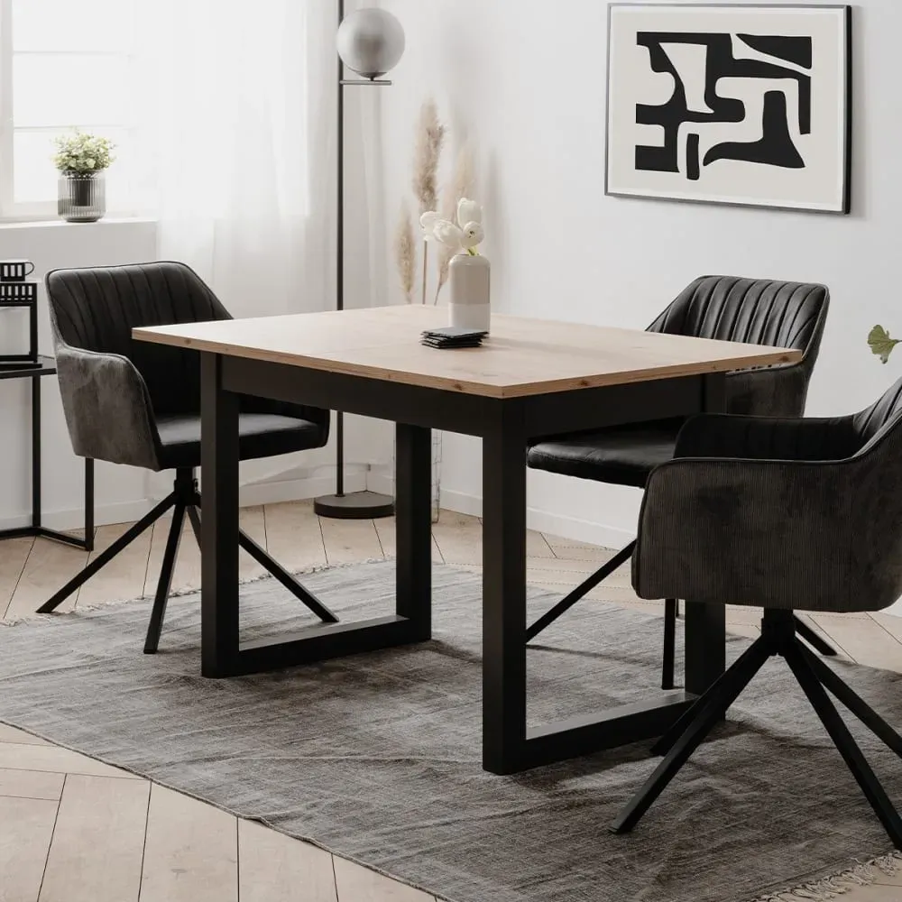 Illustration numéro 2 du produit Table à manger extensible décor chêne 4 à 6 personnes L120/160 cm