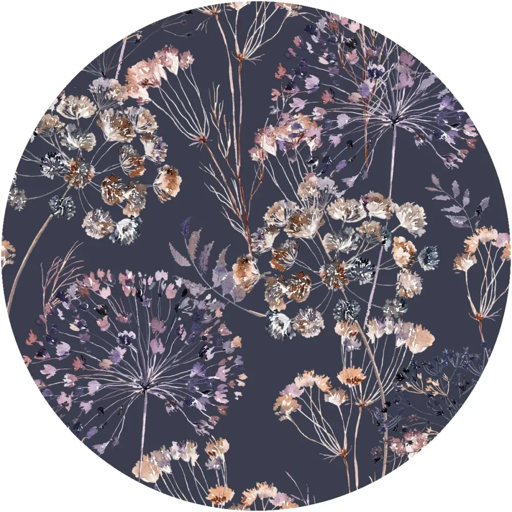 Illustration numéro 2 du produit Papier Peint fresque fleurs champêtre vintage aquarelle foncé 90x90cm