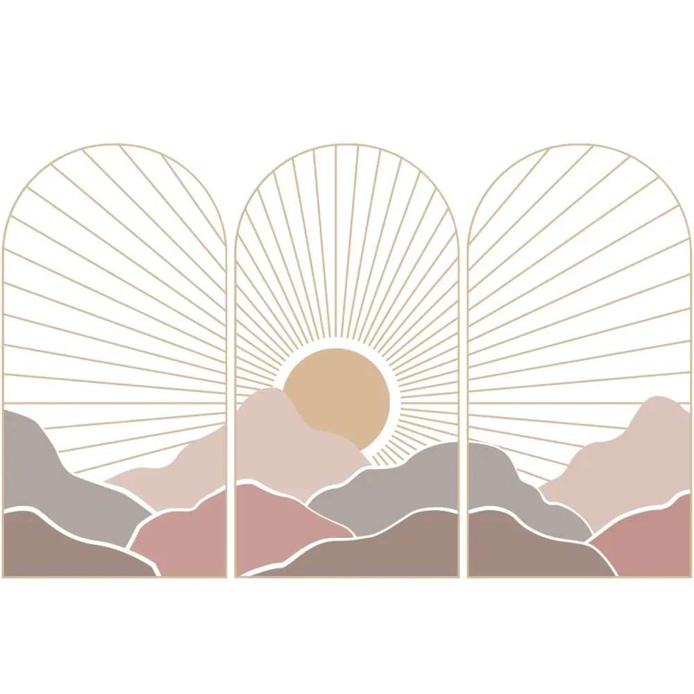 Illustration numéro 2 du produit Papier Peint trio d'arches coucher de soleil asiatique 90x135cm