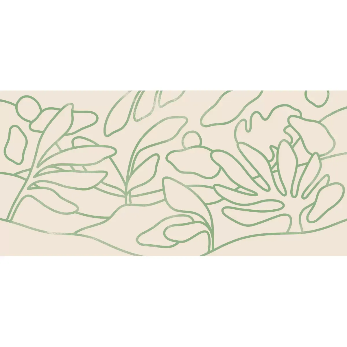 Illustration numéro 2 du produit Papier peint panoramique beige et vert 225x250cm