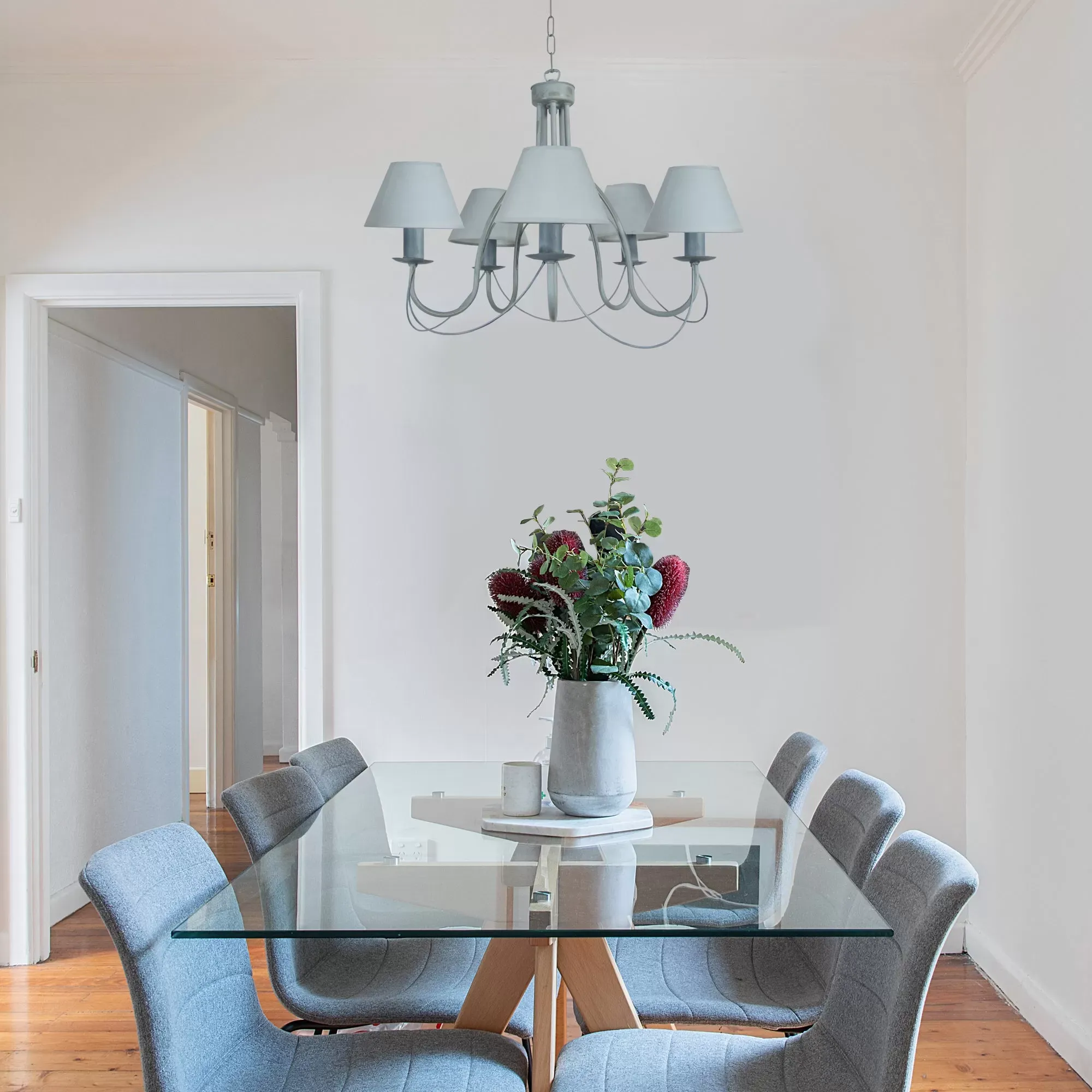 Illustration numéro 2 du produit Lustre  métal,Gris ,H80xD78xP78 cm