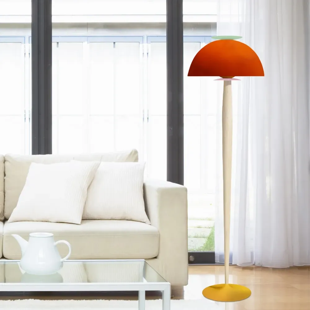 Illustration numéro 2 du produit Lampadaire  bois,Orange ,H165xD43xP43cm