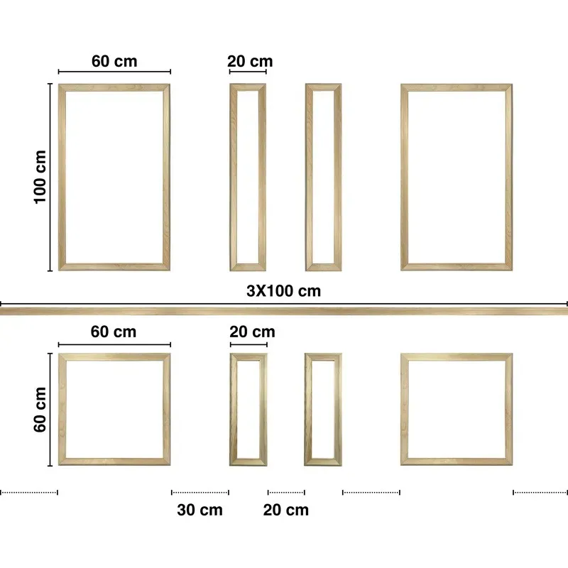 Illustration numéro 2 du produit Kit de 8 moulures murales en Pin des Landes - Prêt à coller et peindre