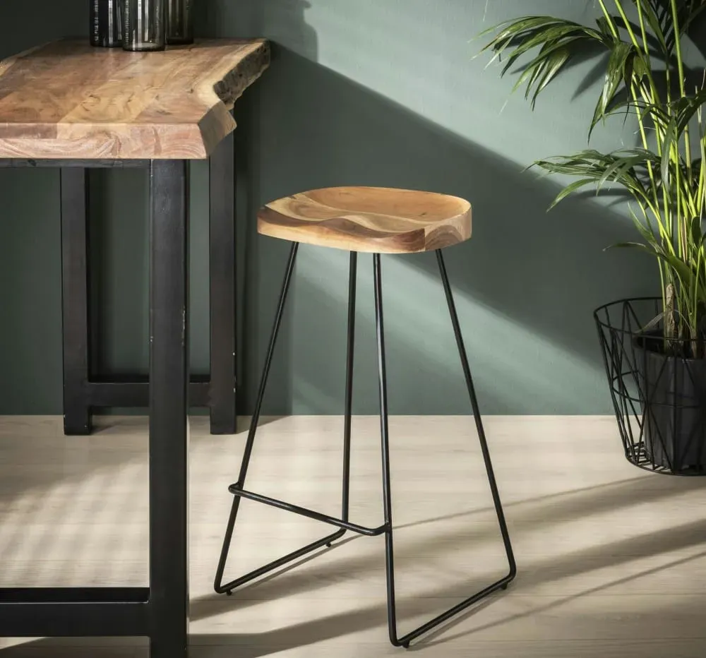Illustration numéro 2 du produit Tabouret de bar avec assise ergonomique en acacia massif