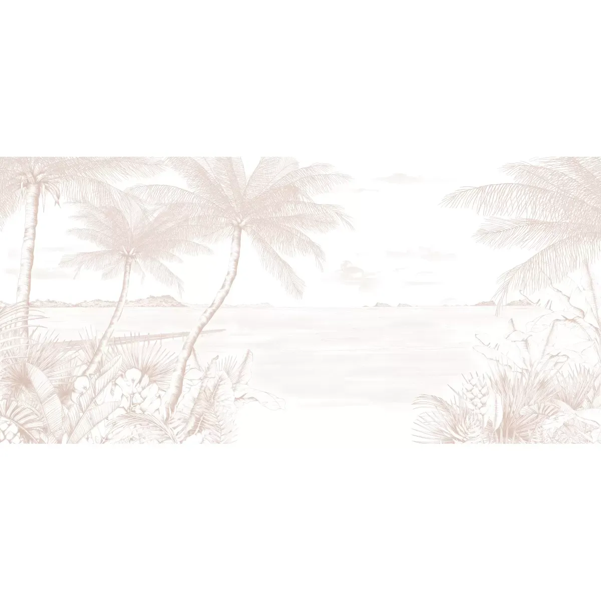 Illustration numéro 2 du produit Papier peint panoramique echappée tropicale beige 375x250cm