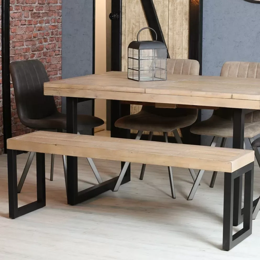 Illustration numéro 2 du produit Banc de table industriel en bois recyclé L140cm