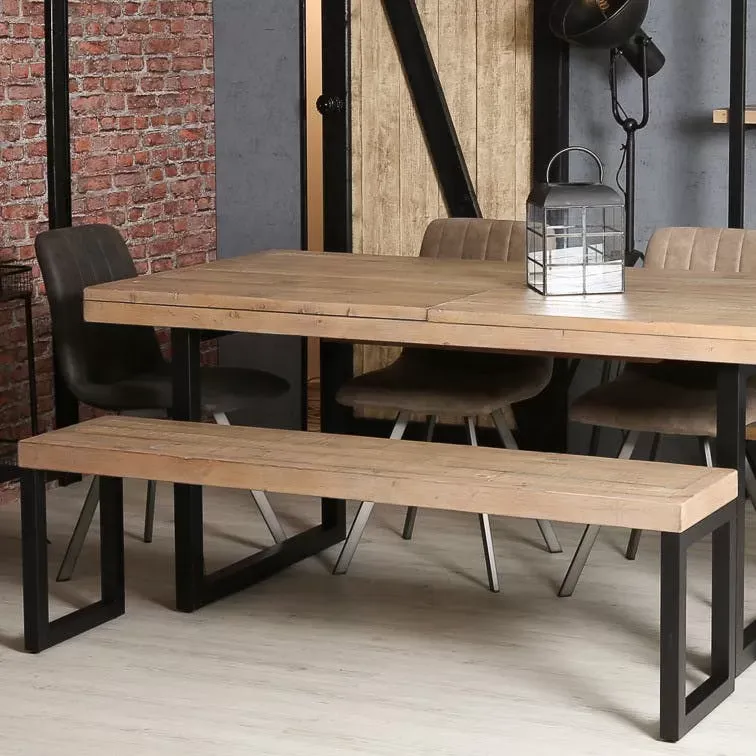 Illustration numéro 2 du produit Banc de table industriel en bois recyclé L155cm