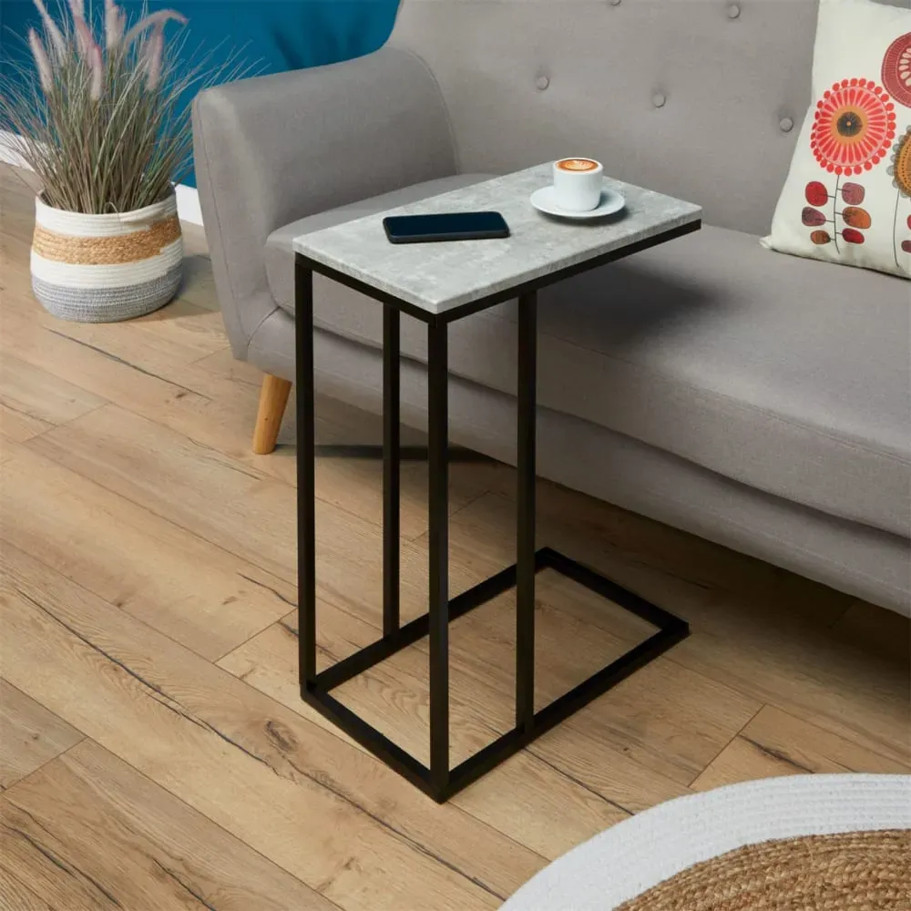 Illustration numéro 2 du produit Table d'appoint avec plateau, cadre en métal, effet béton