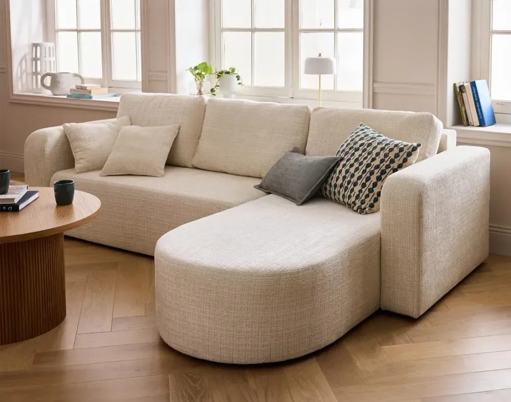 Illustration numéro 2 du produit Canapé d'angle réversible convertible 4 places en velours texturé