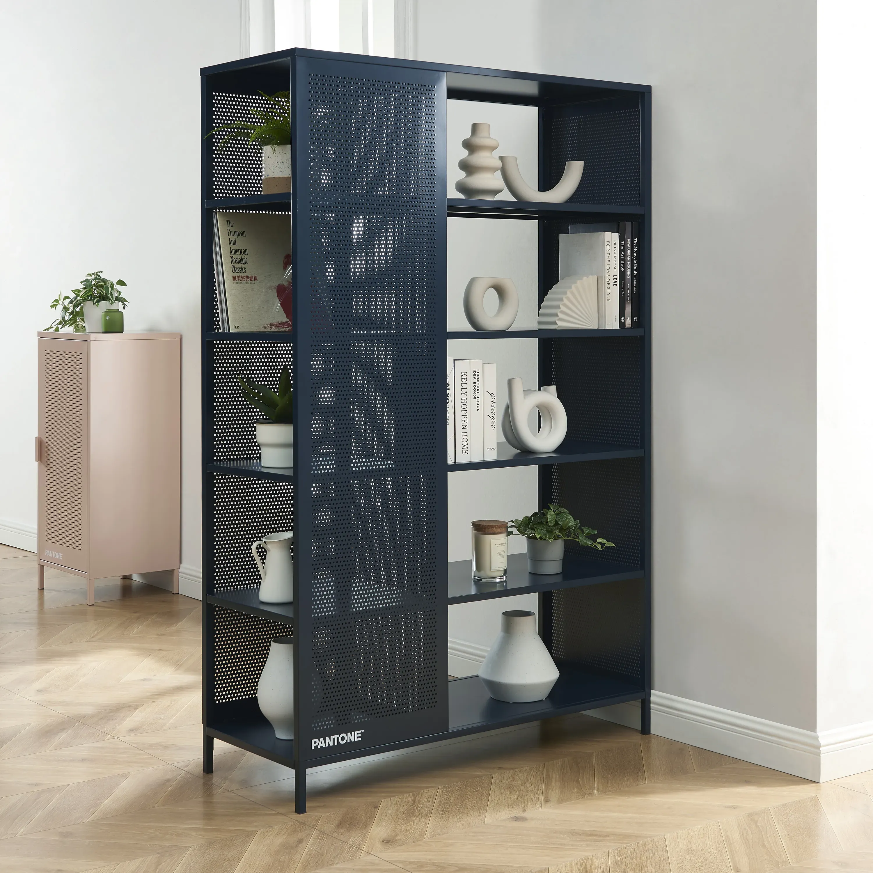 Illustration numéro 2 du produit Bibliothèque métal bleu nuit h180cm