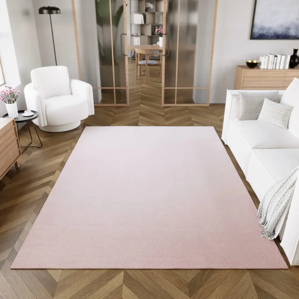 Illustration numéro 2 du produit Tapis tissé main 100% laine rose pastel 80x150