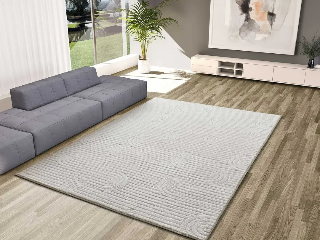 Illustration numéro 2 du produit Tapis lavable à relief blanc 200x290 cm