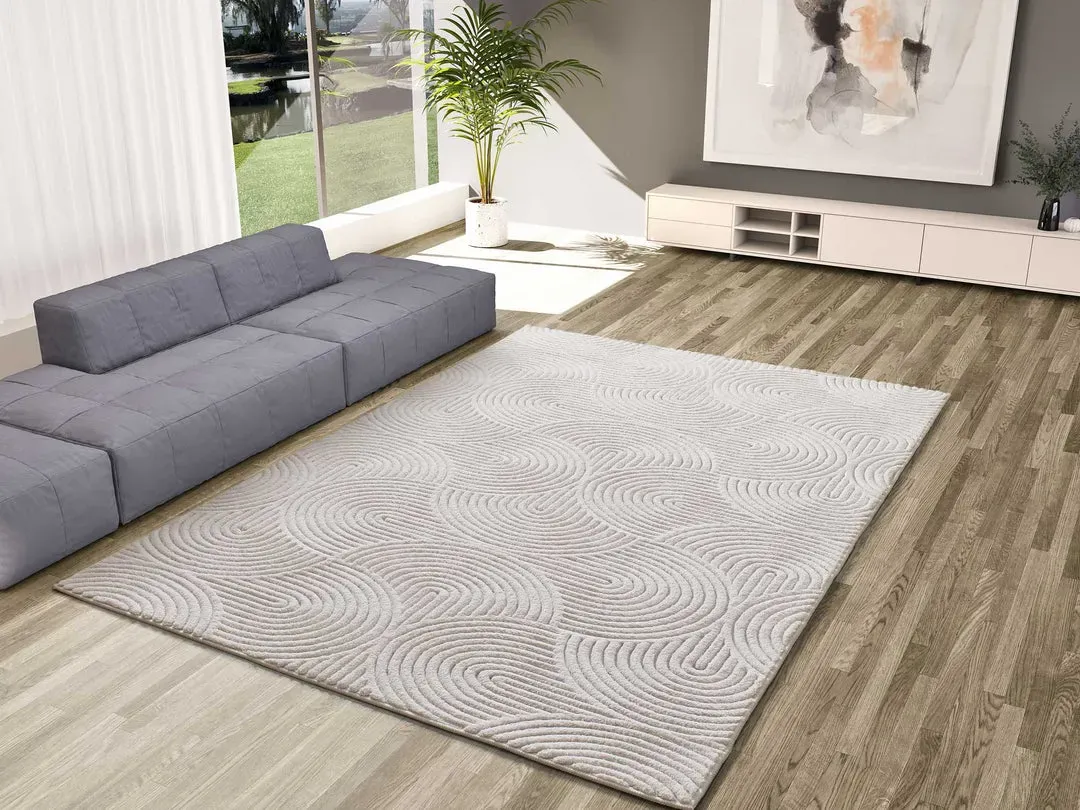 Illustration numéro 2 du produit Tapis lavable à relief blanc 160x230 cm