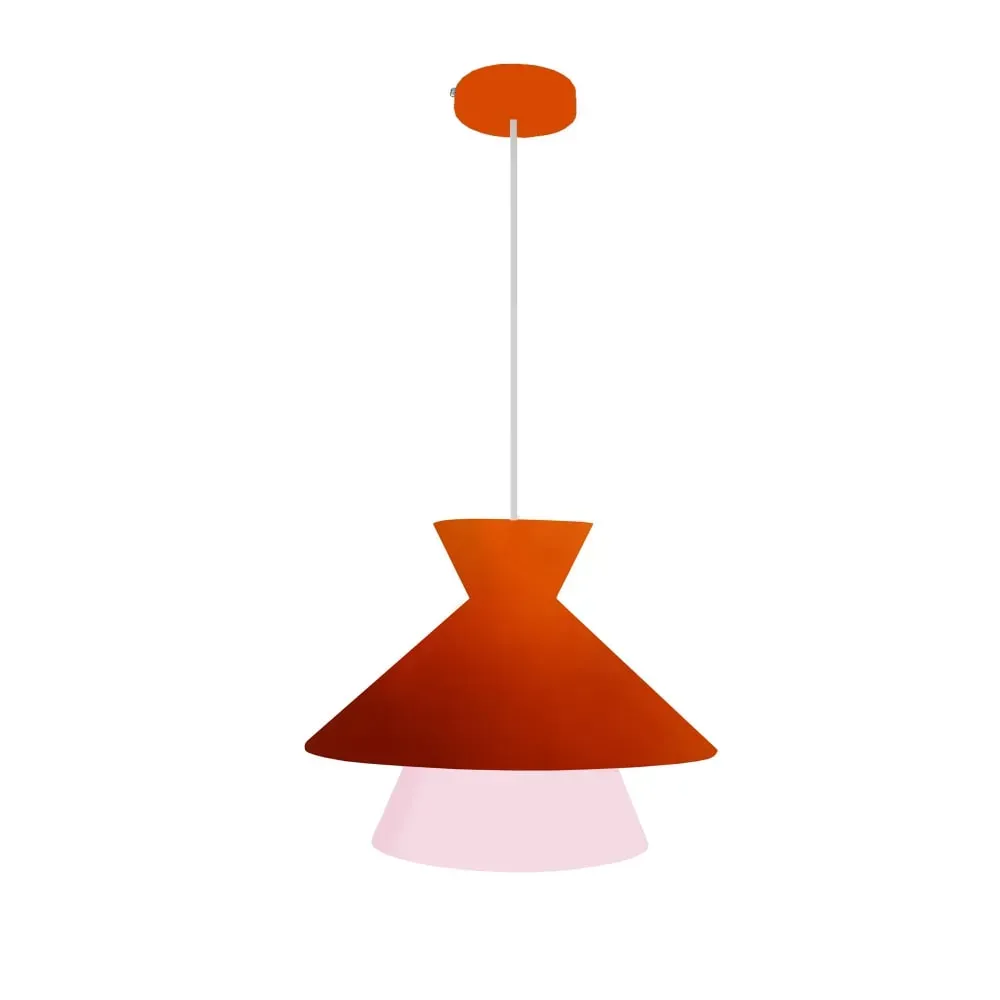 Illustration numéro 2 du produit Suspension métal H110cm orange ;Abat-jour: orange