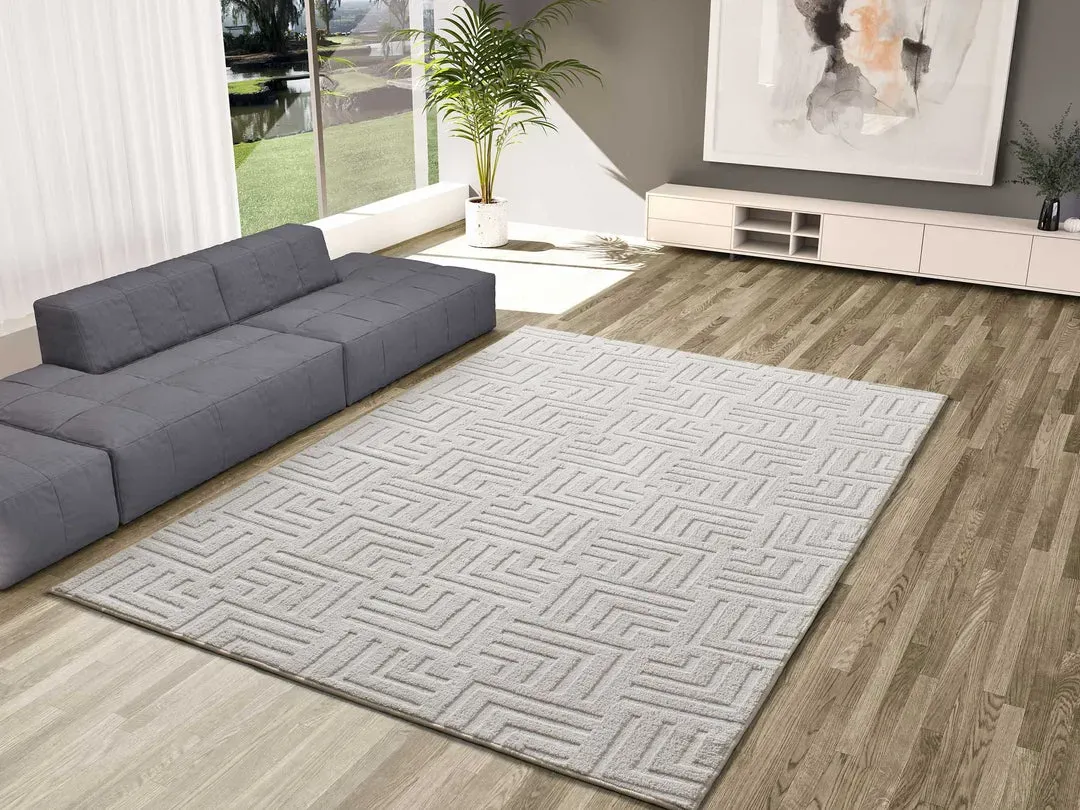 Illustration numéro 2 du produit Tapis lavable à relief blanc 120x170 cm