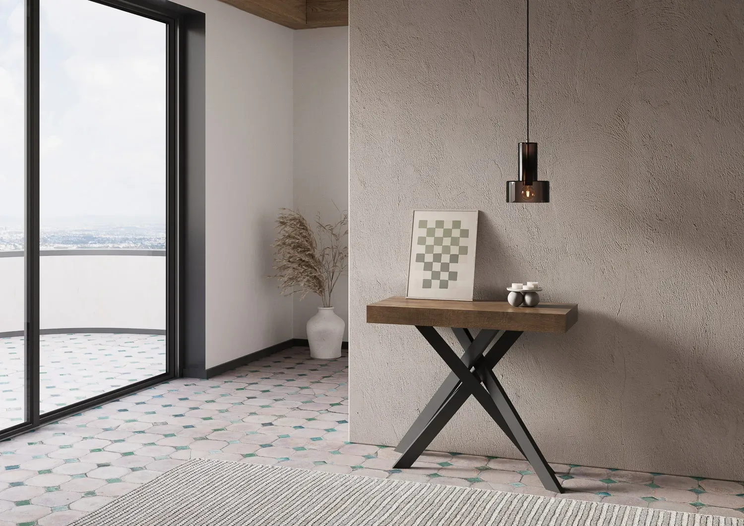 Illustration numéro 2 du produit Console extensible 90x40/300 cm effet bois noyer