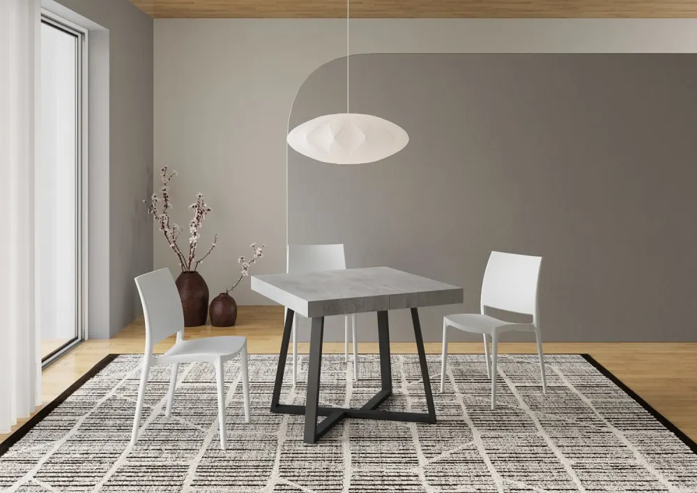 Illustration numéro 2 du produit Table extensible 90x90/194 cm effet bois gris béton
