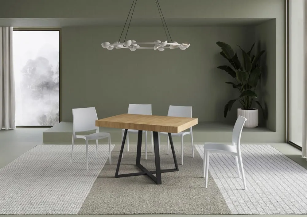 Illustration numéro 2 du produit Table extensible 80x120/204 cm effet bois chêne nature