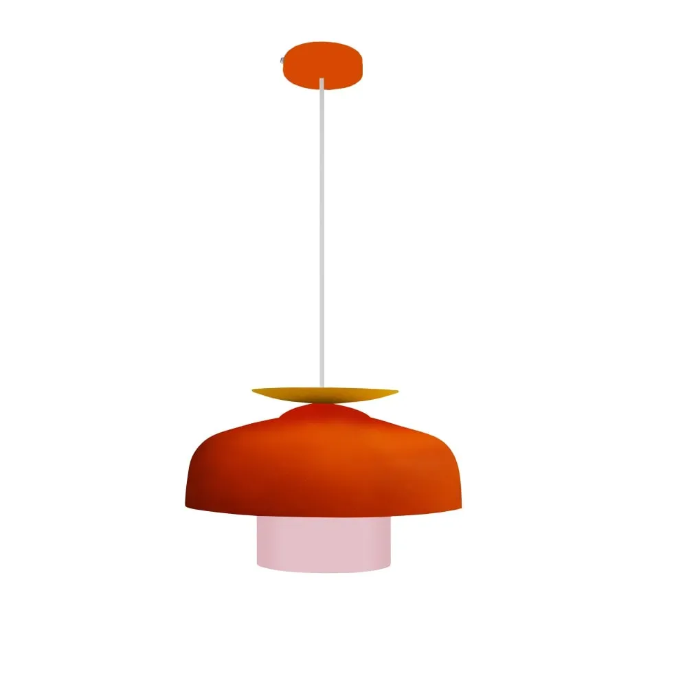 Illustration numéro 2 du produit Suspension métal H110cm orange ;Abat-jour:  orange