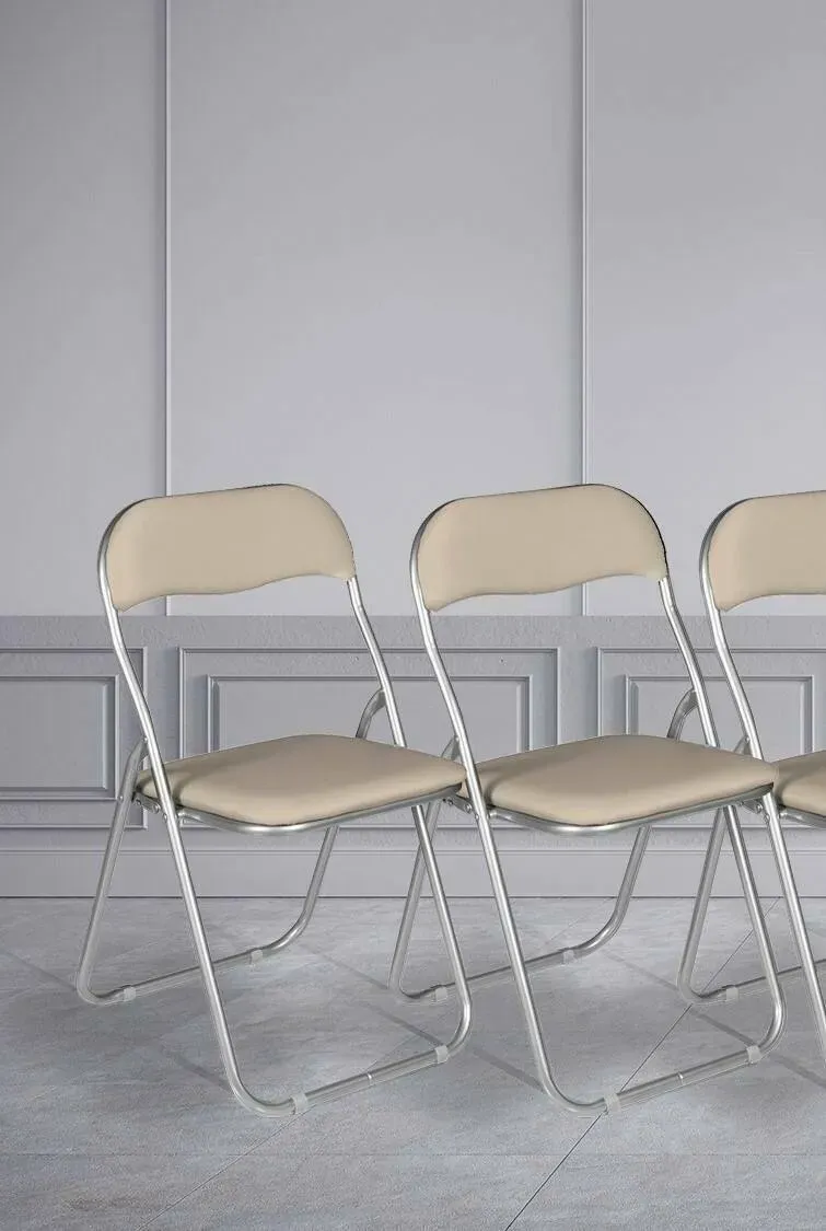 Illustration numéro 2 du produit Lot de 2 chaises pliante en fer beige 43x47 cm