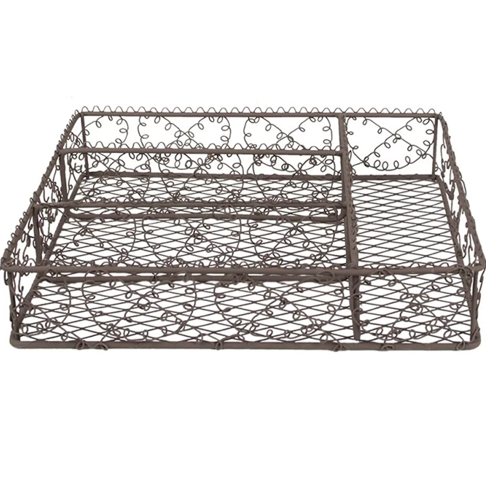 Illustration numéro 2 du produit Range-couverts en fer marron 31x25x7cm