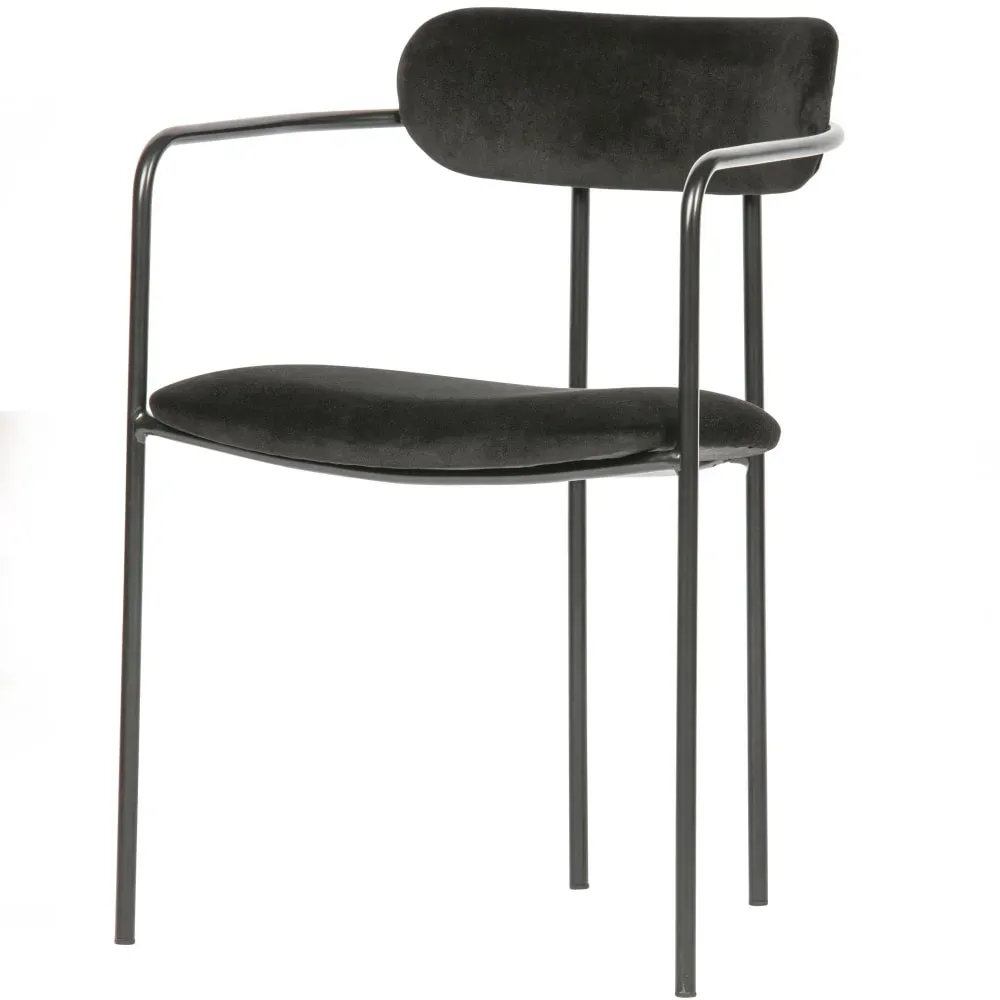 Illustration numéro 2 du produit Lot de 2 chaises de table en velours noir