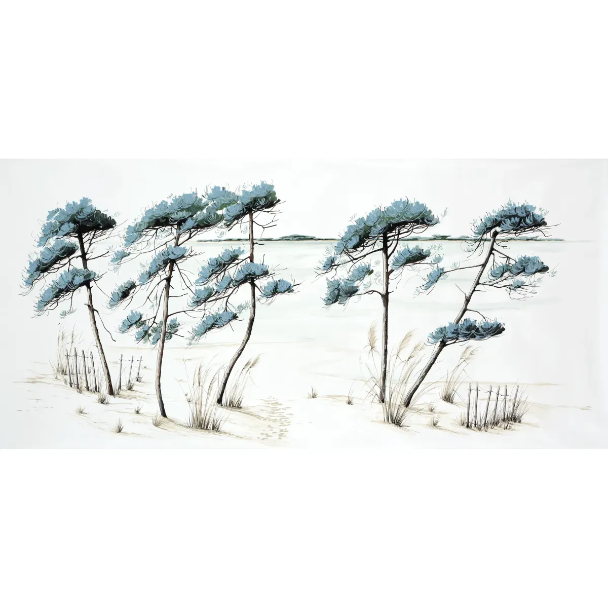 Illustration numéro 2 du produit Papier peint panoramique plage du bassin couleurs 300x250cm