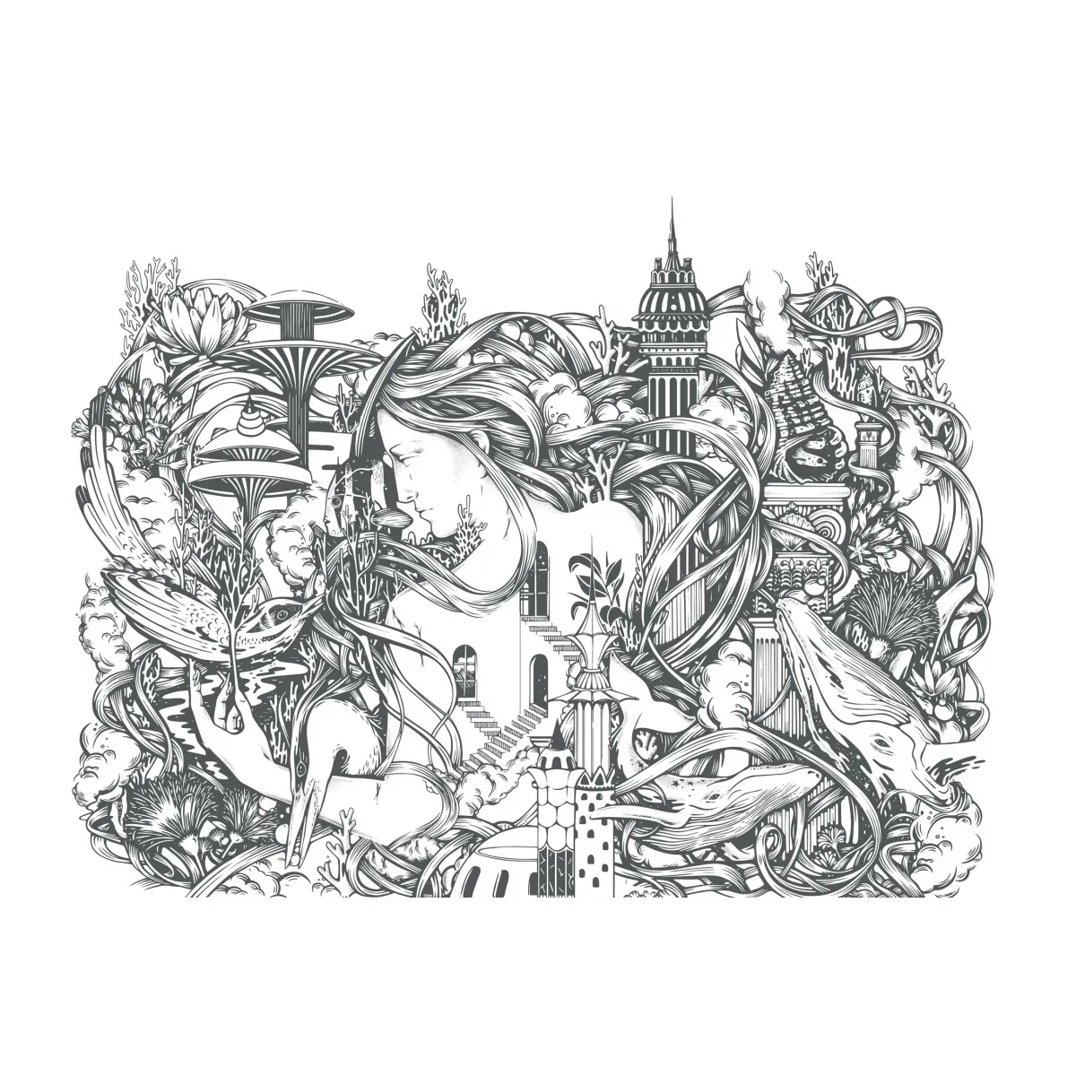 Illustration numéro 2 du produit Papier peint panoramique atlante gris foncé 375x250cm