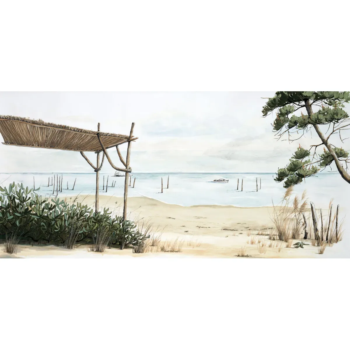 Illustration numéro 2 du produit Papier peint panoramique la cabane à huitres couleurs 450x250cm