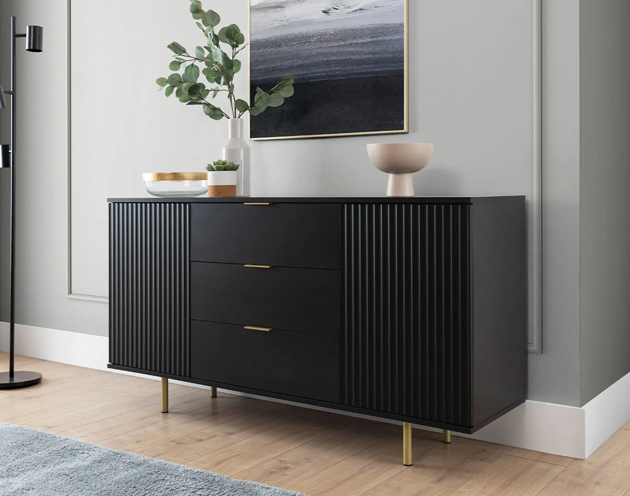 Illustration numéro 2 du produit Buffet bas contemporain 150 cm noir