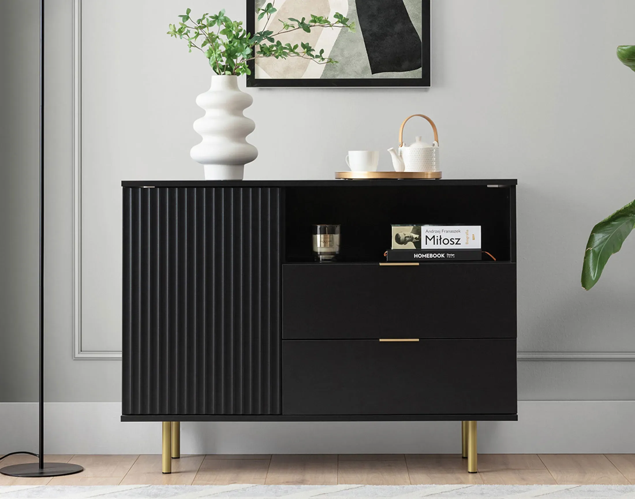 Illustration numéro 2 du produit Buffet bas contemporain 107 cm noir