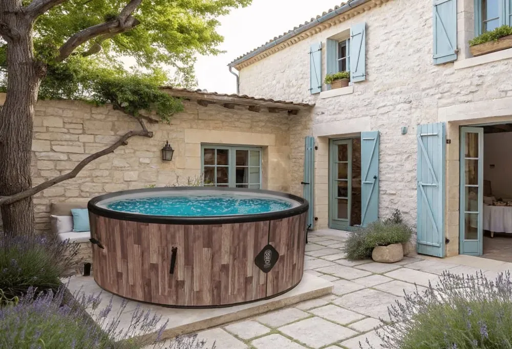 Illustration numéro 2 du produit Spa gonflable chauffant & massant imitation bois 180cm