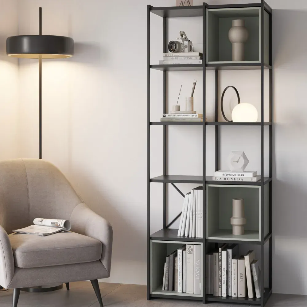 Illustration numéro 2 du produit Etagère en bois et métal 70,50x179cm - Vert