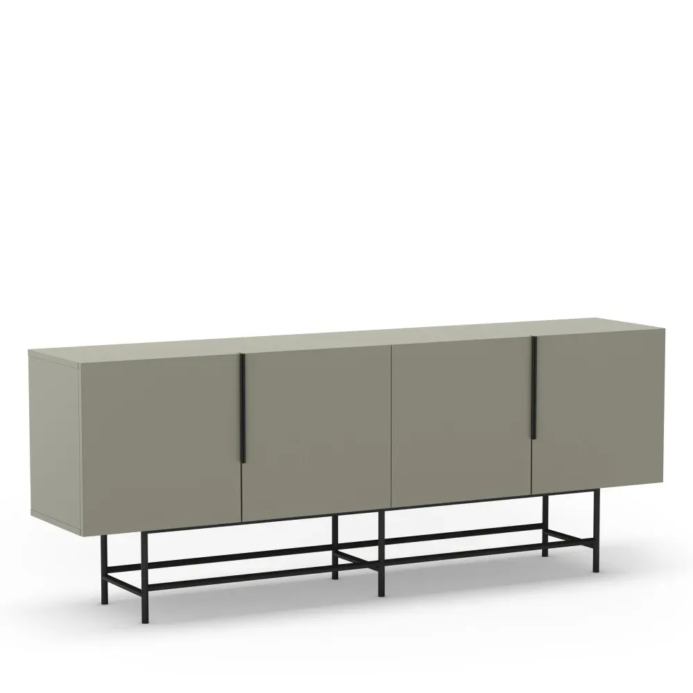 Illustration numéro 2 du produit Buffet 4 portes en bois et métal L200cm - Vert amande