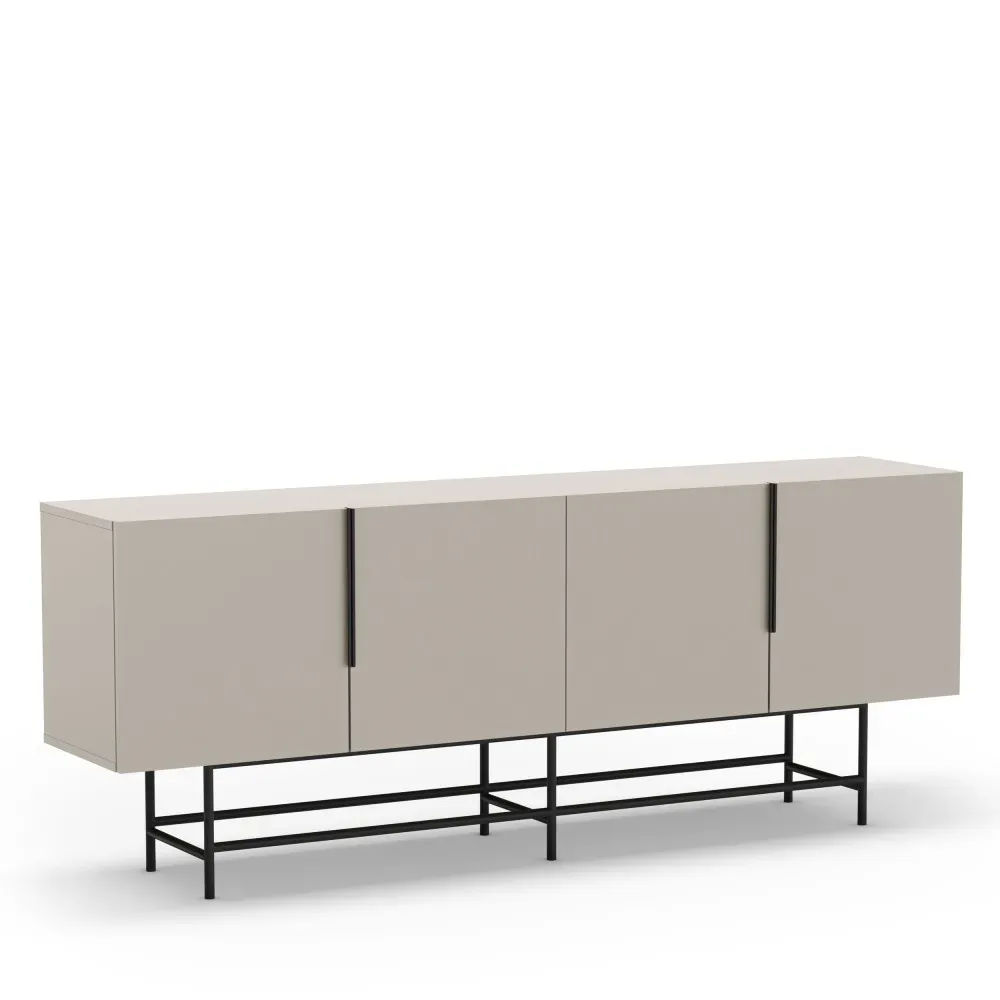 Illustration numéro 2 du produit Buffet 4 portes en bois et métal L200cm - Beige