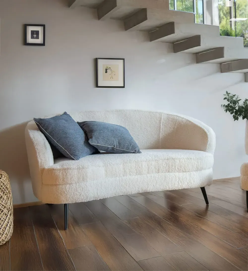 Illustration numéro 2 du produit Canapé 2 places en laine blanche et fer noir L 140 cm