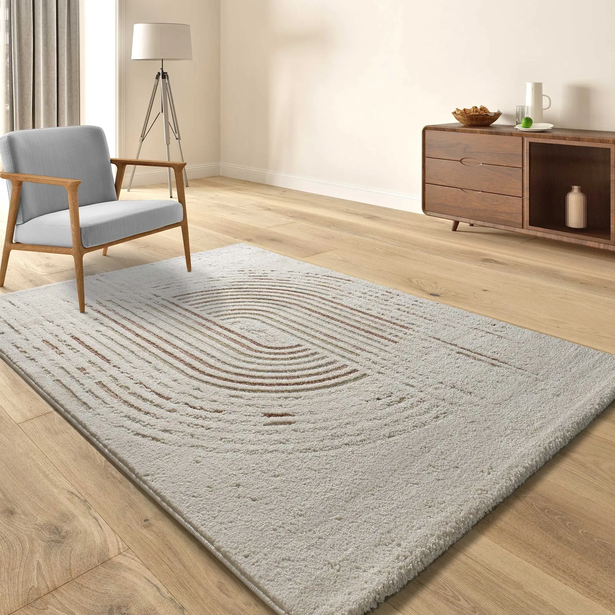 Illustration numéro 2 du produit Tapis à relief scandinave crème/rouille 200x290 cm