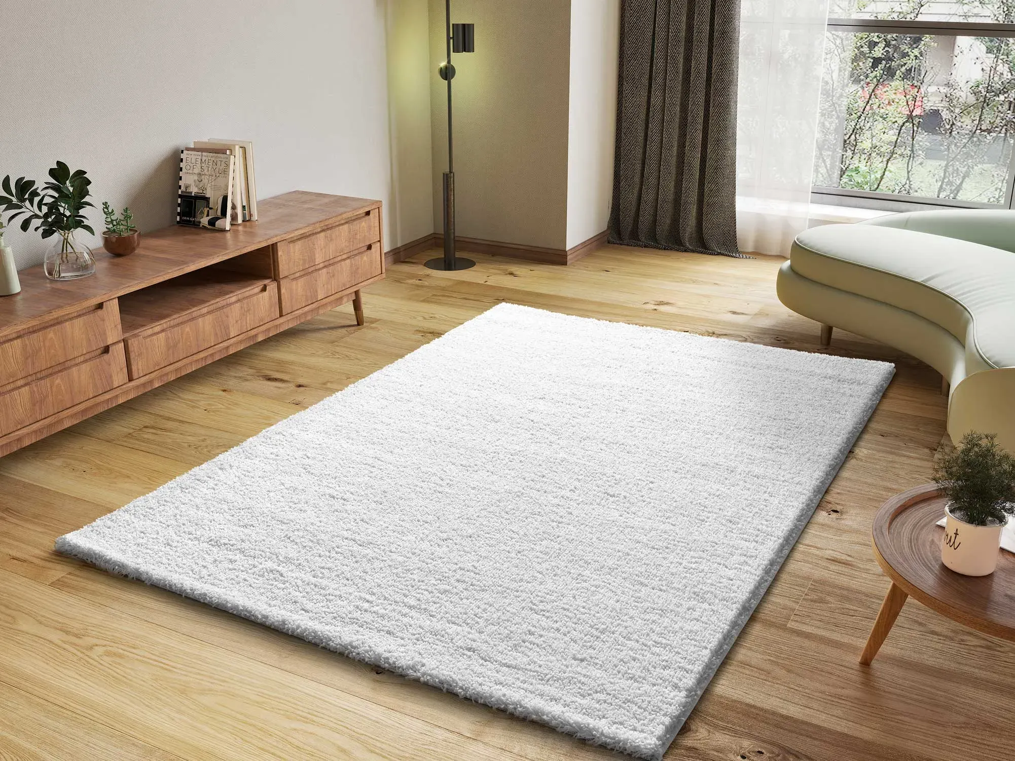 Illustration numéro 2 du produit Tapis shaggy blanc  120x180 cm