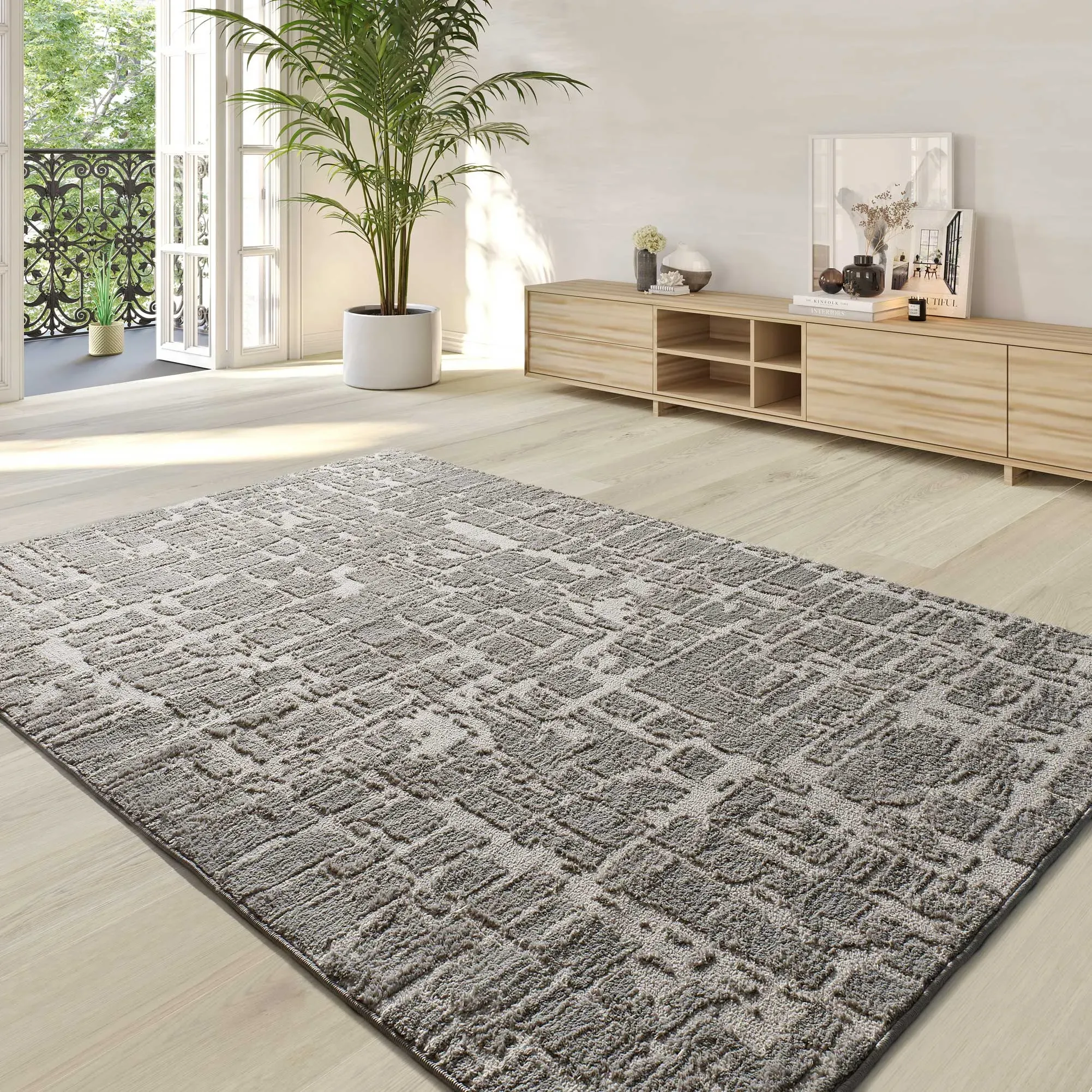 Illustration numéro 2 du produit Tapis à relief shaggy gris 120x170 cm