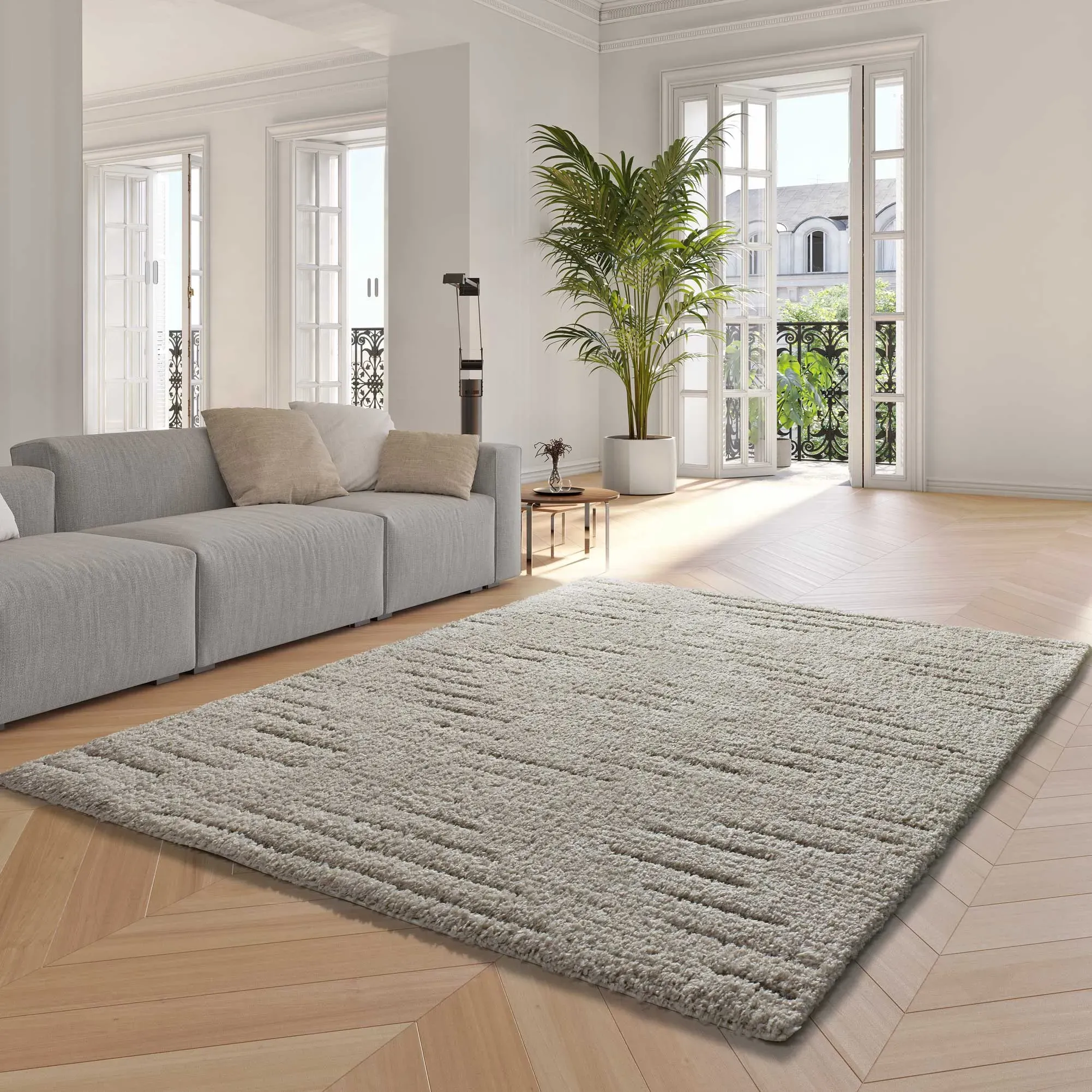 Illustration numéro 2 du produit Tapis shaggy scandinave crème 200x290 cm
