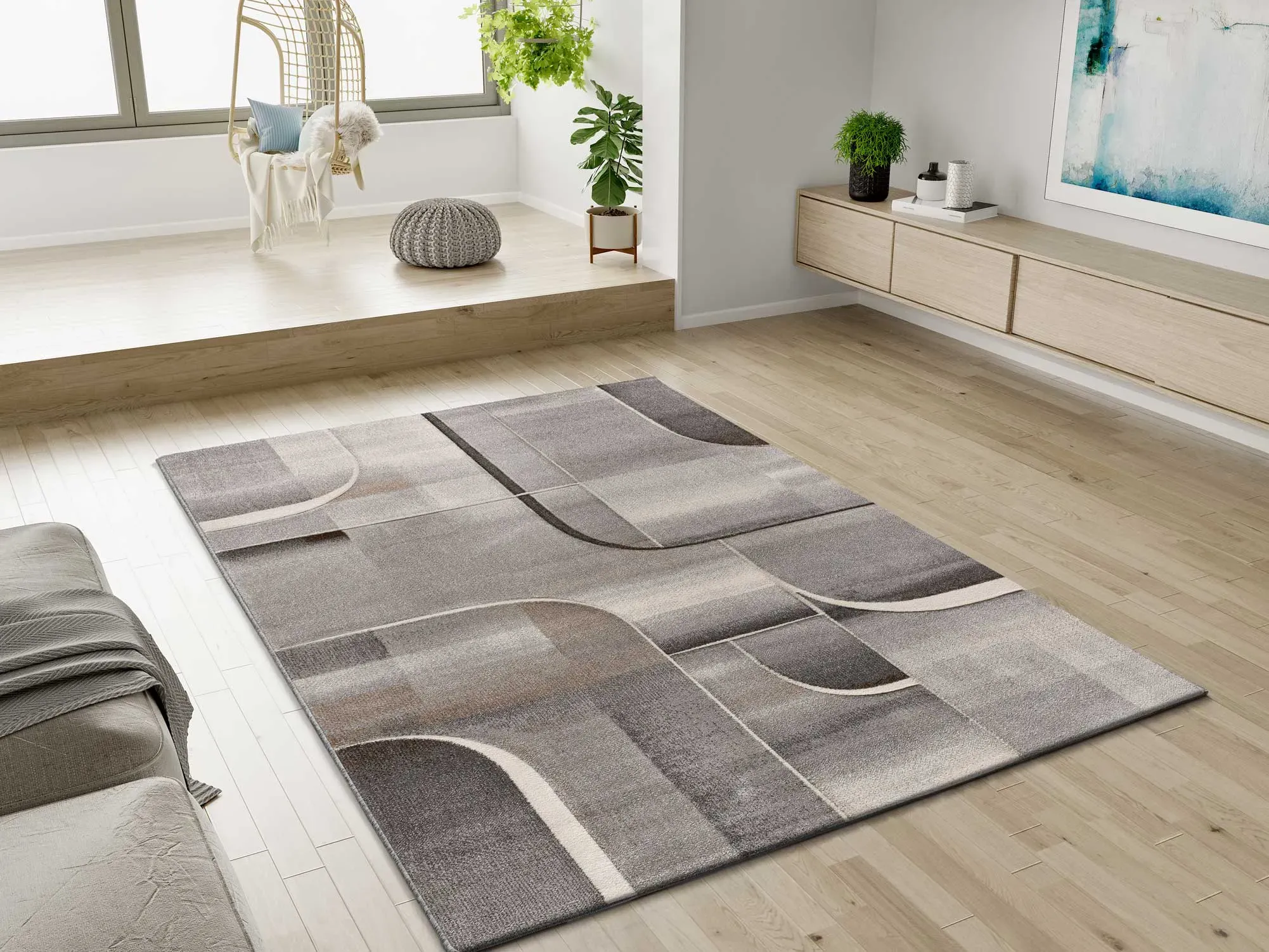 Illustration numéro 2 du produit Tapis moderne gris 160x230 cm